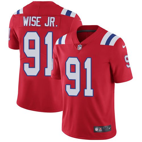 Men New England Patriots #91 Deatrich Wise jr Nike Red Vapor Limited NFL Jersey->new england patriots->NFL Jersey